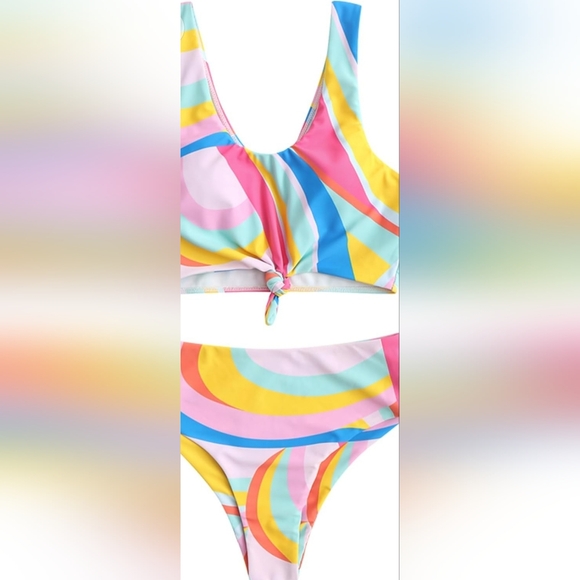 Zaful Knotted Color Block Tankini Set #New Size - Picture 6 of 7
